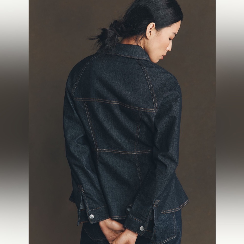 NEW! 💝ANTHRO X PILCRO Peplum Cinched Waist Denim Jacket - Picture 4 of 7